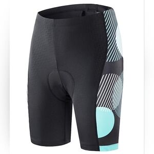 Beroy Women's Black and Blue Biking Shorts-Size Small